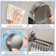 Tendedero de 12 Pinzas con Ventosas, Tendedero Portátil de Metal para Colgar y Secar Ropa, Ganchos para Tender Ropa para Secar Ropa y Calcetines - 1 - Ver 6