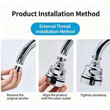 360° Rotating Pressurized Faucet Aerator Extension, ABS Plastic Material, Upgraded 3-Mode Faucet Extender, Pressurized Anti-Splash Water-Saving Aerator, Suitable For Kitchen Bathroom Shower Tap Water Filter, Universal Multi-Function - Upgraded Boost - 3 Modes - View 8