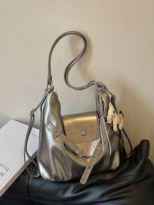 Multifunctional Tote Bag For Women, New Style With Pony Charm, Fashionable Versatile Premium Feel, Large Capacity Commuter Backpack, Shoulder Bag, Handbag 3-In-1 - Champagne - View 2