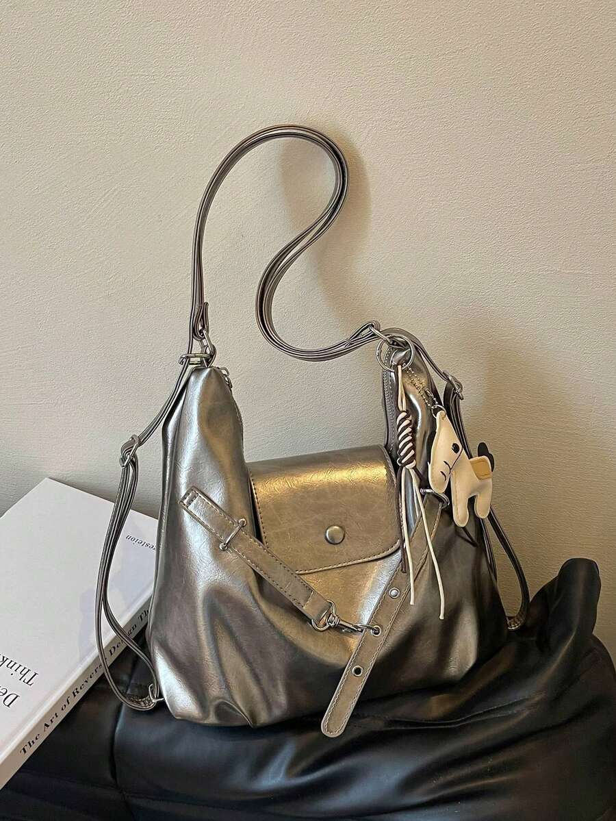 Multifunctional Tote Bag For Women, New Style With Pony Charm, Fashionable Versatile Premium Feel, Large Capacity Commuter Backpack, Shoulder Bag, Handbag 3-In-1