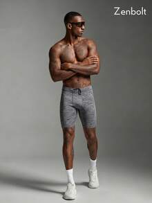 Celana Pendek Olahraga Kasual Pria Zenbolt Slim Fit Panjang Sedang dengan Tali Serut di Pinggang, Cocok untuk Pemakaian Sehari-hari dan Latihan - Grey - View 2