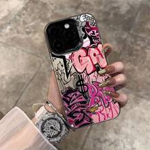 [24h Shipping From DE/FR/ES] [24-Hour Local Shipping] Y2K Pink And Black Graffiti Street Style Printed Shockproof Phone Case, Compatible With IPhone 17/16/15/14/13/12/11 Plus Pro Max 17Air 16e, Galaxy S21-S26 Ultra/Edge/Fe/Plus And Other Models Such As , , Etc. Full Coverage With A Soft Edge, Protective Case In A Cool Subculture Style, Unique And Niche Design. - 1 Image - View 3