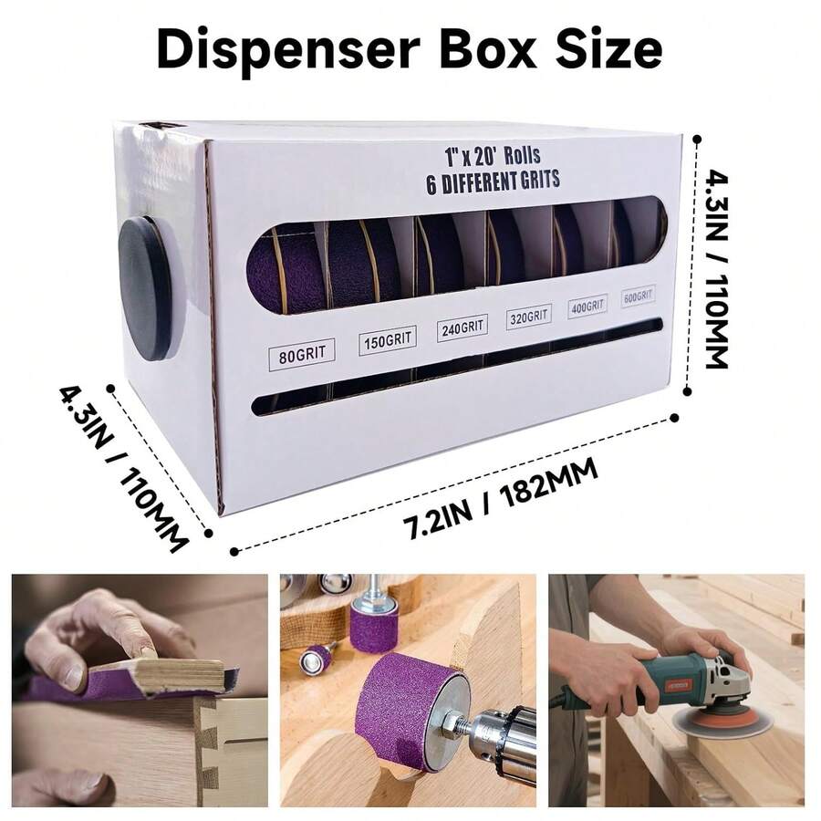 氧化鋯砂紙捲帶分裝器，80-600 混和粒度乾濕兩用砂紙，236/315 英吋磨料紙，適用於金屬、汽車、木材拋光