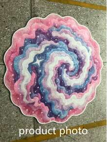 厚绒不对称造型地毯，薰衣草星空图案，适用于卧室、客厅、家居装饰、毕业礼物 - 粉紅紫 - 查看 10