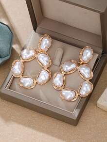 1 Pair Of Unique, Vintage-Inspired Asymmetrical Baroque-Style Faux Pearl Earrings,Stylish And Luxurious Women's Earrings, Parties Jewelry - Earring - View 6