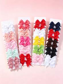 Set de 10 piezas de accesorios para el cabello con lazo, ligas para el cabello de unicolor con textura acanalada, diseño de cola de golondrina, accesorios para el cabello de moda para uso diario - Multicolor - Ver 3