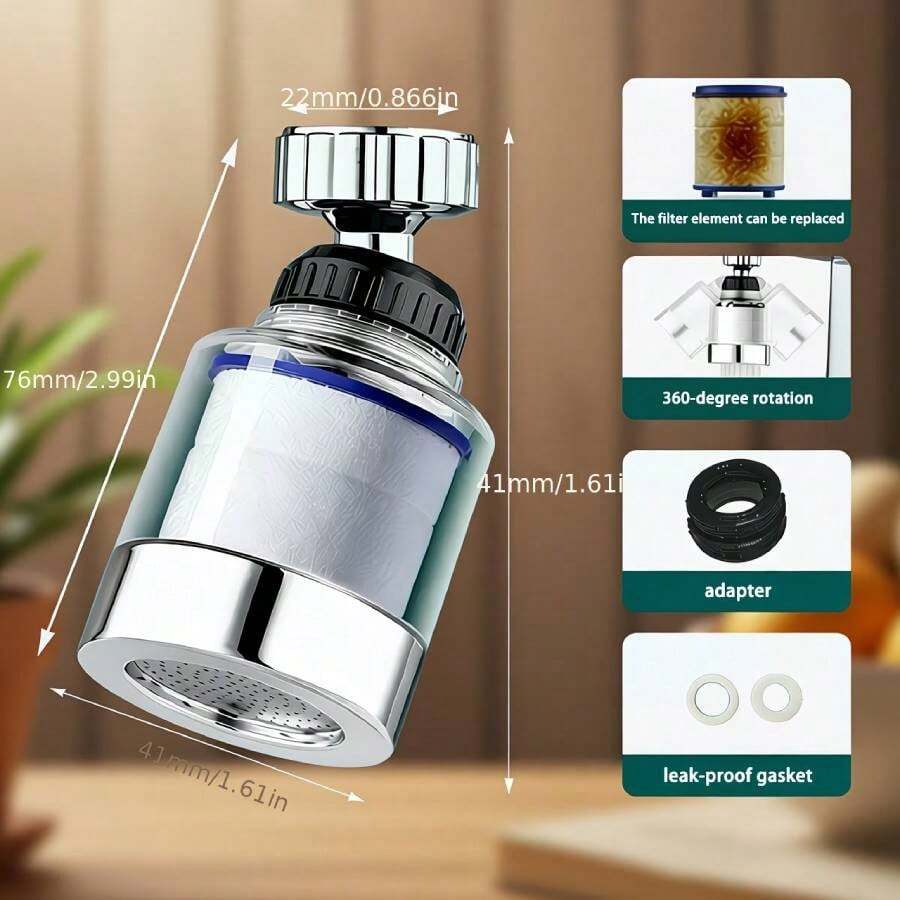 1pc Bathroom Faucet Filter, Faucet Filter, Screw-On Faucet Filter Purifier, Kitchen Sink Water Filter Removes Chlorine, Fluoride, Heavy Metals And Hard Water In Home Kitchen And Bathroom - View 1
