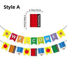 Back To School Welcome Banner Set, Colorful Apple Pencil Flag Garland, First Day Of School Classroom Wall Decor Teacher Party Supplies - Multicolor - View 12