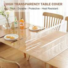 Protector de mesa transparente, protector de mesa de plástico grueso, protector de mesa para mesa de comedor, mantel de vinilo impermeable, alfombrilla de mesa para cocina, cómoda, escritorio de escritura - Transparente - Ver 6