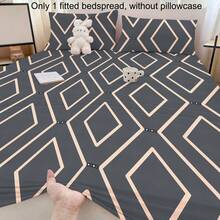 1pc Minimalist Modern Plant Floral Pattern Printed Brushed Fitted Sheet, Bedroom Printed Bed Cover, Mattress Cover, Mattress Protector, Dust-Proof Bedding (Pillowcase Not Included) - Multicolor - View 2