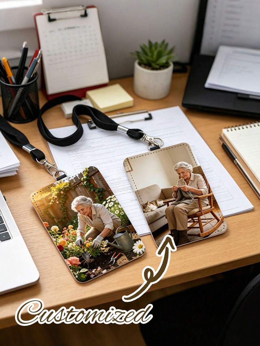 可客製化照片吊繩附卡套,適用於鑰匙與名牌吊繩,教師鑰匙圈吊繩附名牌夾,可愛手機掛繩可用於信用卡與通行證,適合送給教師、女性與員工的禮物,中性休閒風,適用於開學季、父親節與護士節 - 彩色 - 查看 1
