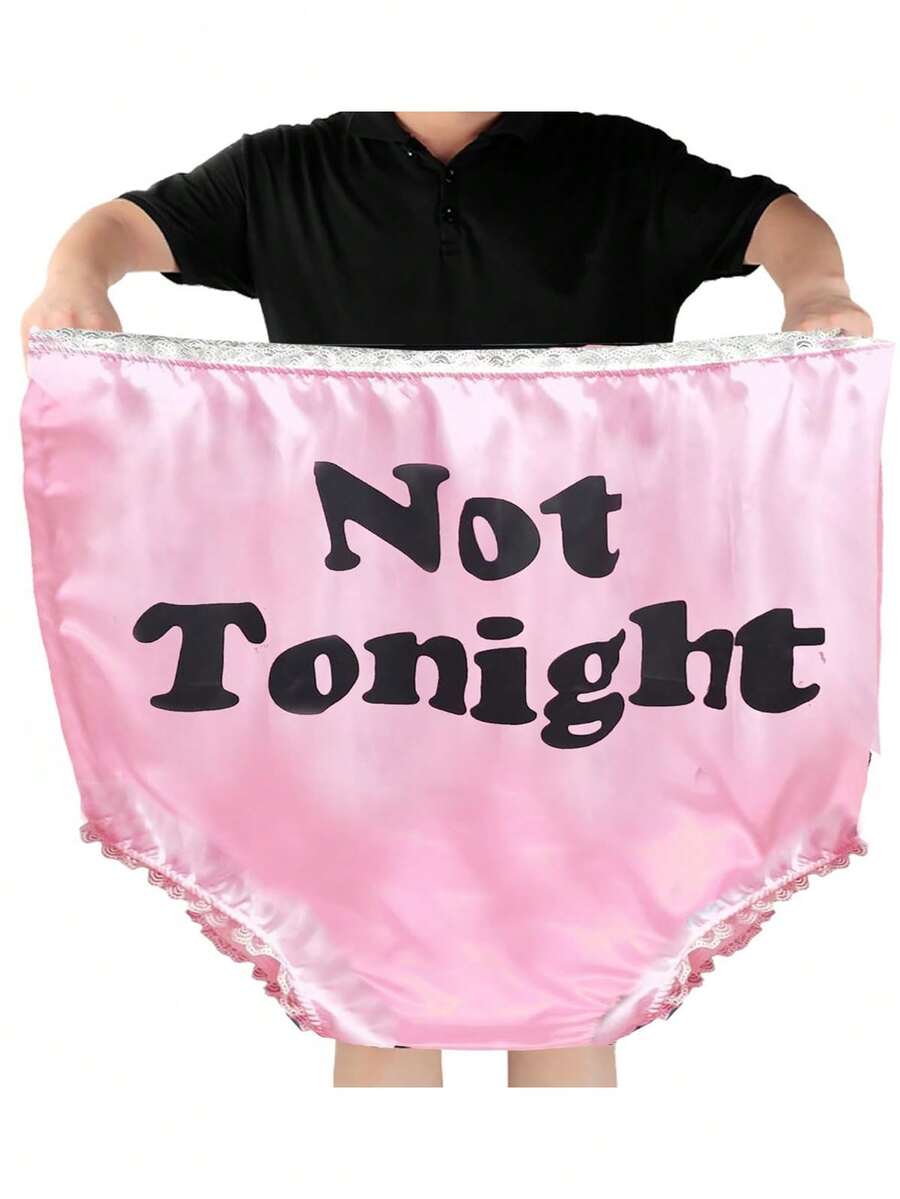 1pc Giant "Not Tonight" , Oversized Novelty Underwear, Bachelorette Party Prank Gag Gift For Wedding & White Elephant Games - Multicolor - View 1