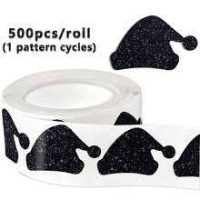 500pcs Matte Glitter Christmas Hat Doodle Roll Stickers, 5 Colors Available, 3.8cm Shaped Christmas Decorative Stickers For Holiday Party, Scrapbook DIY Decoration, Card Sealing Envelope Seal Stickers, PVC Self-Adhesive School Supplies - Frosted Glitter Christmas Hat - View 13