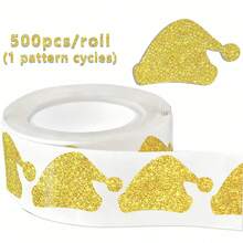500pcs Matte Glitter Christmas Hat Doodle Roll Stickers, 5 Colors Available, 3.8cm Shaped Christmas Decorative Stickers For Holiday Party, Scrapbook DIY Decoration, Card Sealing Envelope Seal Stickers, PVC Self-Adhesive School Supplies - Frosted Glitter Christmas Hat - View 12