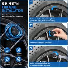 Solarbetriebenes TPMS-Reifendruckkontrollsystem mit 4 Reifensensoren, Digitales Reifendruck- und Temperaturüberwachungssystem für Fahrzeuge, Geeignet für interne und externe Sensoren - Solar-Reifendruckkontrollsystem - Übersicht 10