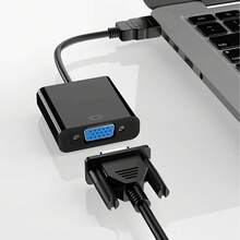 1pc Plug And Play Video Converter VGA Converter Portable Video Conversion Adapter Projector Cable Audio Sync Screen Connector Male To Female AV Equipment Connector Compatible With Computer, Desktop, Laptop, Monitor, Projector, HDTV And More - Black - View 2