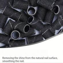 Conjunto de 240 Grãos 3mm Mini Bandas de Lixamento, Mangas de Lixamento de Unhas com Mandril, Para Preparação de Unhas Naturais, Polimento e Suavização de Superfície - Preto - Visão 2