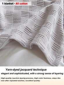 1pc Soft & Comfortable New Pure Cotton Yarn Knitted Blanket - Ultra-Thin Breathable Design | All-Season Bedding | Ideal For Summer & Night Sweating | Modern Soft Texture Blanket | Easy Care Fabric | Machine Washable, Suitable For Bed, Sofa - Perfect For Relaxing And Snuggling - Blanket - Light Gray - View 5