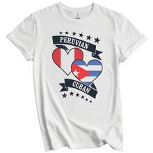 Camiseta con banderas de corazón de Perú y , camiseta de fútbol, copa de fútbol, camiseta de manga corta 100% algodón de talla grande, adecuada para la colección de entusiastas del fútbol. - Blanco - Ver 1