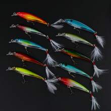 1pc 3D Bio-Mimetic Artificial Feather Sinking Minnow Lure With Laser Eyes, High-Pitch Hook Hard Bait For Outdoor Fishing - Multicolor - View 10