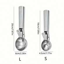 2Pcs Multi-Functional Stainless Steel Ice Cream Scoop, Trigger Design Ice Cream Dipper, Multipurpose Scooper For Cookie, Watermelon, Fruit, Kitchen Gadgets, Household Food Spoon Tools For Home Daily Use - Ice Cream Scoop - View 8