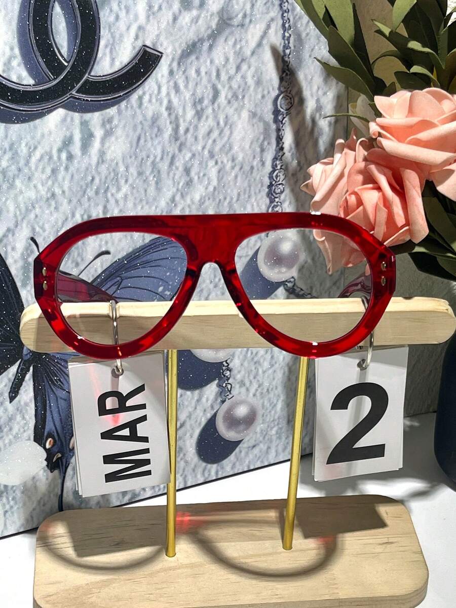1 Pair New Retro Design Oversized Square Fashion Transparent Eyeglass Frames, High-End Street Style Party Holiday Casual Glasses, Transparent Glasses Beach Accessories, Women's Glasses, Suitable For Summer Beach Vacation, Outdoor Activities, Travel, Holiday/Birthday/Gift For Girlfriend