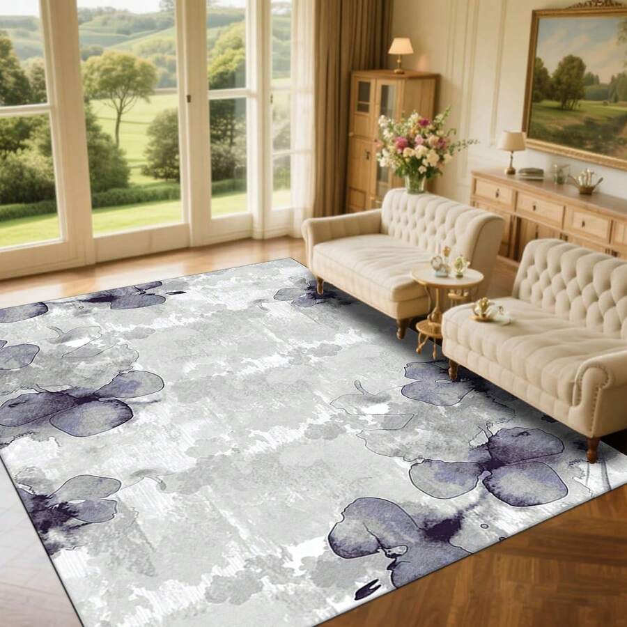 Cashmere-Like Light Grey Marble Stone Texture Pattern Printed Outdoor Rugs, Exquisite Cozy Carpets In Diverse Styles. Suitable For Home, Outdoor, Malls & Cafes, Machine Washable, Various Sizes Available. - A - View 1