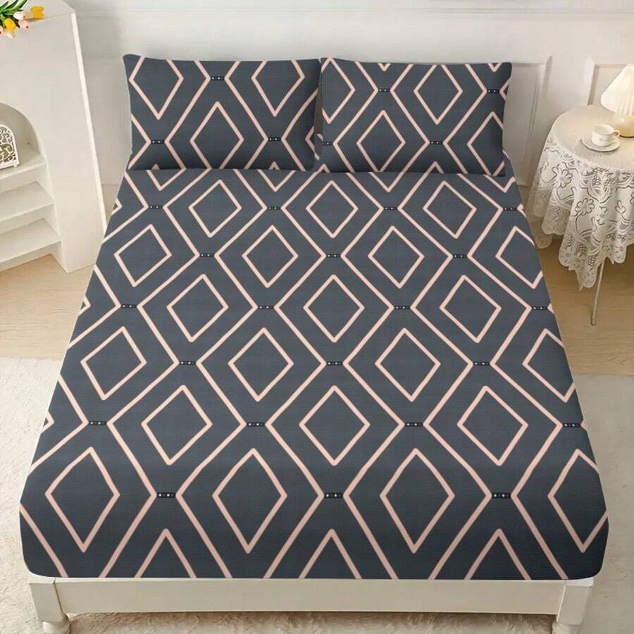 1pc Minimalist Modern Plant Floral Pattern Printed Brushed Fitted Sheet, Bedroom Printed Bed Cover, Mattress Cover, Mattress Protector, Dust-Proof Bedding (Pillowcase Not Included) - Multicolor - View 1