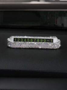 Upgraded Temporary Parking Sign/Phone Number Plate, Creative Car Mobile Card/Car Relocation Phone Number Plate, Retractable Car Decoration, Rhinestone Car Interior Decor - A - View 6
