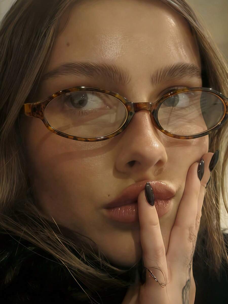 1/2pcs Women's Oval Small Frame Clear Lens Glasses, Y2K Retro Computer ...