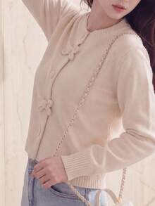JIANHU Spring Butterfly Knit Cardigan, Short Design, Suitable For Petite Figure, Elegant Versatile, Create Fashionable Look - White - View 10