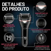 Lixa Elétrica para Pés com Tela Digital para Remoção de Calos - Preto - Visão 6