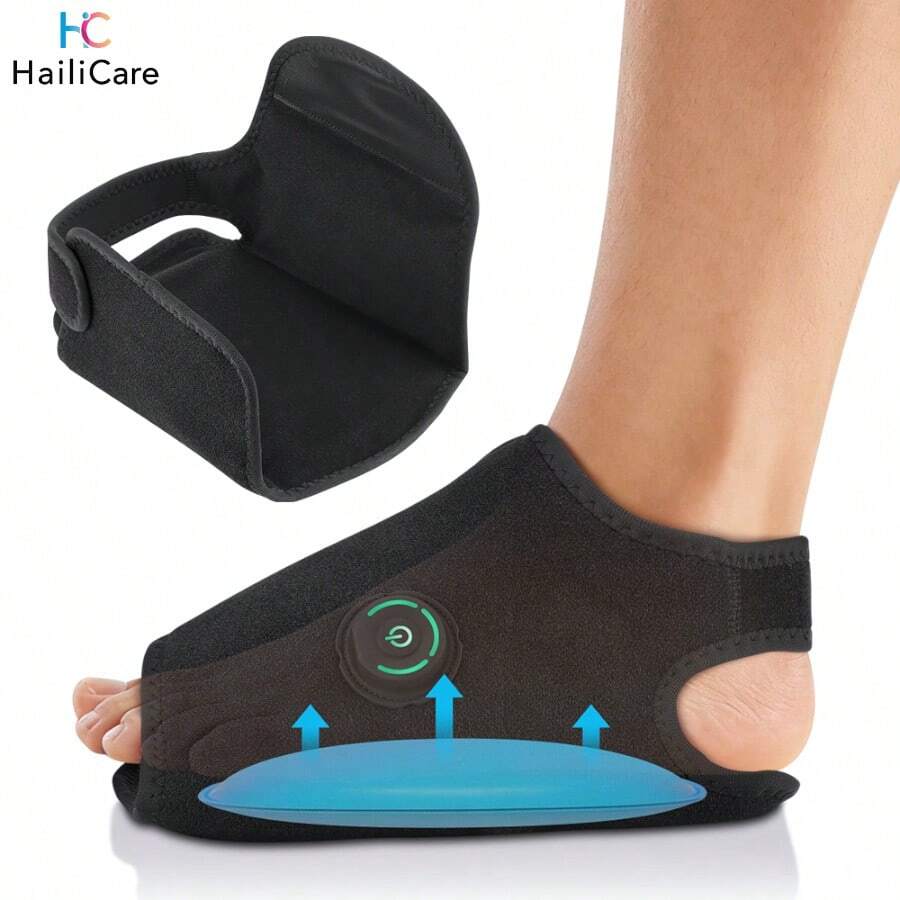 Hailicare 可攜式電動足部按摩器,半封閉式動態氣囊加壓,緩解肌肉緊張與足部僵硬,可充電式足部穴位按摩器,左右腳通用 - 黑色 - 查看 1
