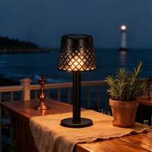 1/2pcs Solar Powered Plastic Hollow Table Lamp, Vintage Outdoor Atmosphere Light, Garden Patio Balcony Camping Decor Light, Automatic Switch - Table Lamp - View 6