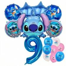 Hasbro Bộ 26 cái/6 cái bóng bay số chủ đề Lilo & Stitch, bao gồm bóng bay số kim loại màu xanh 1-9 và một bóng bay kim loại hình Stitch, hoàn hảo cho tiệc sinh nhật và các buổi tụ tập theo chủ đề - Nhiều màu - Xem 12