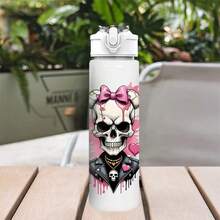 1 Stück/5 Stücke 750ml/26oz Kunststoff Sport Wasserflasche, dunkles Piraten-Totenkopf-Oktopus-Anker-Muster, auslaufsicherer Pop-Up-Deckel, cooler Muster Wasserbecher, geeignet für Laufen, Fitness, Radfahren, Wandern, tolles Geschenk für Feiertage und Geburtstage, geeignet für Eiskaffee, Saft, Hafermilch, fotoliebende Schwestern, beste Freunde, Sommernutzung, Geburtstagsgeschenk für Freund/Freundin, Studenten, Feiertagsgeschenk, Paar-Becher - Verschiedenfarbig - Übersicht 13
