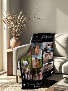 1pc Customized Personalized Name Blanket Christmas Gift, Personalized Christmas Bed Blanket Suitable For Bed/Sofa, Friend Gift, Family Gift, Birthday Gift, Gift For Friend, Gift For Her, Gift For Girlfriend, Gift For Mom/Dad - Style 6 - View 3