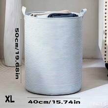 1pc Fresh Striped Clothing Storage Basket, Dirty Laundry Basket, Miscellaneous Storage Basket, Available In 3 Sizes (Large, Medium, Small), Suitable For Storing Clothes And Miscellaneous Items, For Dormitory, Bathroom, Bedroom And Other Scenes. - Green Horizontal Stripes - View 6