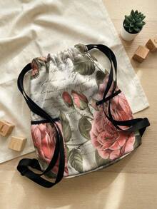 1pc Drawstring Backpack, Multi-Scenario Universal, Extra Large Capacity, Ultra-Lightweight & Portable, Durable, High Aesthetic, Foldable Storage Bag, Flower, Butterfly, Soccer Pattern Drawstring Fitness Sports Backpack, Dust-Proof Storage, Suitable For Outdoor Travel, Fitness, Daily Commute And School Use - Multicolor - View 5