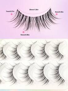 5 Pairs Natural Style False Eyelashes, Soft 3D Faux Mink Hair, Reusable, Suitable For Daily Makeup, Naturally Enlarging Eyes - Black - View 3