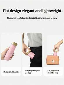 16 Colors Available, This Minimalist Pocket Umbrella Series Presents A Simple And Low-Key Luxury And Elegant Style. Fashionable Design Provides UPF 50+ Advanced UV Protection, Suitable For Sunny And Rainy Days. Campus Essential - Flat Iron Umbrella - View 11