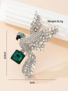 1pc Vintage Full Rhinestone Eagle Green Gemstone Brooch, Luxury Elegant Flying Bird Pin, Exquisite Accessory Gift For Women's Suit And Coat - Multicolor - View 2