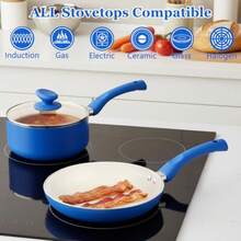 12-Piece Non-Stick Cookware Set - Ceramic Cookware Set With Bakelite Handles - Suitable For Induction And PTFE Hobs - Cobalt Blue - View 7
