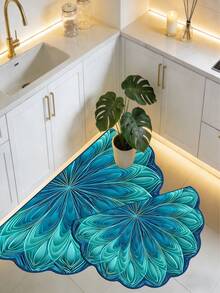 1 pieza Alfombra de baño de tierra de diatomeas con diseño floral negro & dorado, alfombra de baño, felpudo, alfombra de área pequeña, alfombra, decoración del hogar, alfombra para exteriores, alfombra de dormitorio, lavable - Multicolor 8 - Ver 3