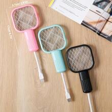 1Pc White Plain 2026 New 2-In-1 USB Rechargeable Electric Mosquito Swatter, 5-Layer Safety Mesh Bug Zapper With Mosquito Lure, Portable Pest Control Tool For Home Camping Patio Outdoor Household Supplies - White - View 4