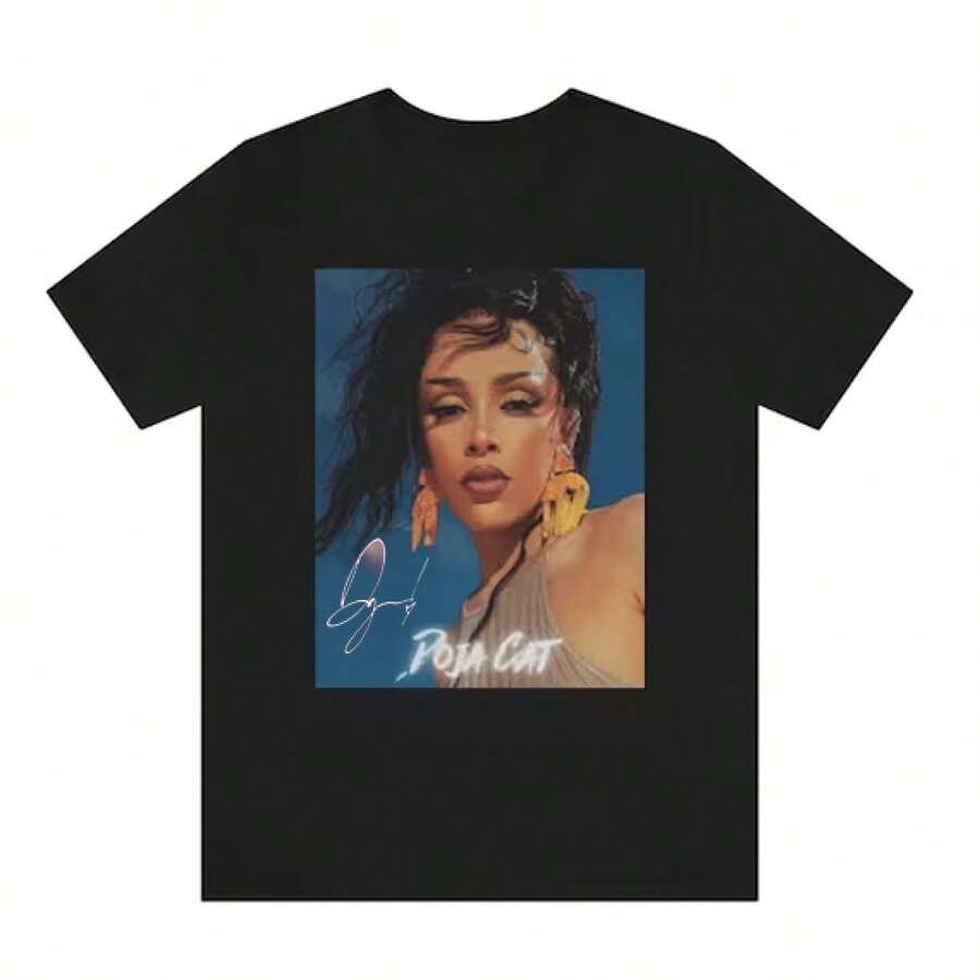 Doja Cat Album-Shirt für Männer und Frauen – OHNE EINFUHRZÖLLE, klassisches schwarzes Kurzarm-T-Shirt aus 100% Baumwolle, ein Geschenk für einen Freund, perfekt für Rockmusik-Liebhaber und Sammler. - Schwarz - Übersicht 1