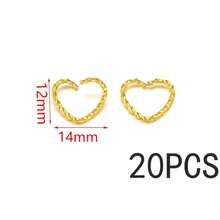 20 pezzi Anelli aperti intrecciati placcati in oro in acciaio inossidabile, connettori a forma di cuore, tondi e rettangolari per braccialetti, collane e creazione di gioielli fai-da-te - Anello aperto - Visualizzare 14