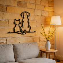 1pc Metal Cat Wall Decor, Iron Cat Wall Hanging, Cat Home Metal Wall Ornament, Iron Puppy Hanging Ornament, Minimalist Line Art, Wall Hanging Decor, Indoor And Outdoor Universal Decorative Hanging - One Size Fits All - View 6