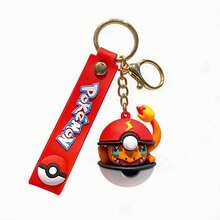MINISO Kawaii Pokémon Charmander Pokeball Keychain Cartoon Silicone Charm Pendant Fit For Earphone Case Backpack Handbag Zipper Aesthetic Key Ring Tech Accessories Streetwear Decor - Orange - View 6