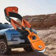 10-Tonnen-Schwerlast-Offroad-Rettungsset für LKW, SUV, Auto, ATV, UTV, Umlenkrolle, Baumschutzgurt, 2 D-Ring-Schäkel, Aufbewahrungstasche, grundlegendes Seilwinden-Zubehör - orange - Übersicht 7